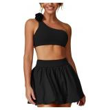 Small ABOCIW Womens 2 Piece Bubble Tennis Skirt On
