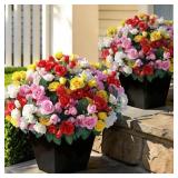 8 Bundles 17"Artificial Silk Rose Bouquet for Fron