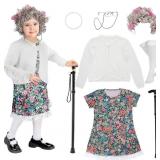 Biubee Old Lady Costume for Girls Kids, 100 Days o