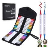 KEMYR 24 Colors Brush & Fine Tip Acrylic Paint Pen
