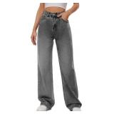 Size 6 KICZOY Women Wide Leg Jeans High Waist Boyf