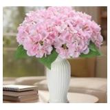 Qunwreath 6PCS Pink Silk Hydrangea Artificial Flow