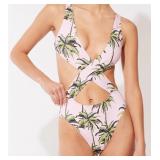 Size Large Palm Tree Crew Poppy Wrap Pink One Piec
