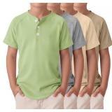 9-10Y Halfchet 4 Pack Boys Henley Shirts