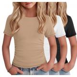 SIZE 13-14 3 Pack Girls Boat Neck Tops BLACK WHITE