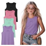 Size 15/16 Yrs 4 Pack Girls Crew Neck Tank Tops