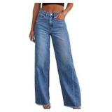 Size 10 KICZOY Women Wide Leg Jeans High Waist Boy