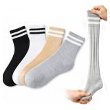 Lot of 4, Size 6-9 4Pairs Women Striped Cotton Cre