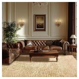 Fluffy Living Room Rug 6x9 Ft Beige - Soft Non-Sli