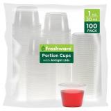 LOT OF 2  Freshware Plastic Portion Cups with Lids
