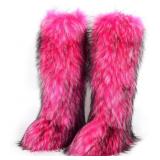 Size 10 WOVOIE Knee High Fur Boots for Women Faux