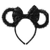 Lot of 3, Disney Minnie Mouse Black Tinsel Ear Hea