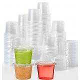 400 Sets 1 oz Plastic Portion Cups with Lids, Plas