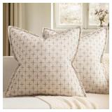 MIULEE Decorative Burlap Linen Throw Pillows Cover