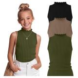 Size 13/14 ~ Ficerd 3 Pack Girls Mock Neck Tank To