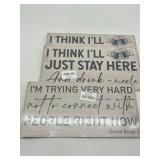 Lot of 3, Size 7 x 12 In Wooden Hanging Sign Decor