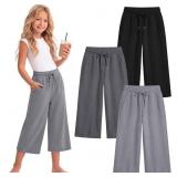 Size 11/12 Yrs 3 Pack Girls Capri Pants Kids Wide