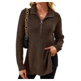 Size XL Womens Quarter Zip Oversized Pullover Tren