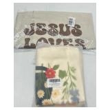 Lot of 2 Canvas Totes, Includes Floral Cat Design