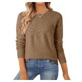 2XL (WHITE) SHEWIN Sweaters for Women Crochet Long