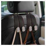 2Pcs Headrest Hooks for Car Seat Back Storage Blac