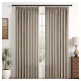 Burlap Flax linen Curtains Pinch Pleated 63 Inch L