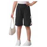 Size 15/16 BLACK Girls Bermuda Bowknot Shorts
