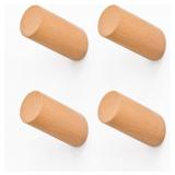 Beech Wood Wall Hooks, 4 Pack Heavy Duty Coat Hook