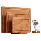 JINGNING Deep-Carbonized Bamboo Cutting Board Set