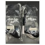 Lot of 2, Size 9-11 Unisex Crew Socks, 3-Pack, Bla