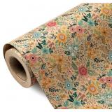 (Lot of 4 rolls) WRAPAHOLIC Kraft Floral Wrapping