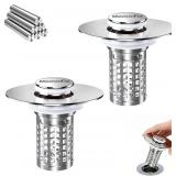 Bathroom Sink Stopper, (2PCS) Stainless Steel Pop-