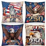Fanfanwin 4 Pcs 250th Anniversary Pillow Covers 18