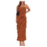 Size medium BTFBM Maxi Dresses for Women Solid Bod