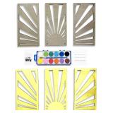 MKUN DIY Sunburst Wooden Wall Art, Set of 3, Unfin