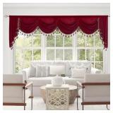 NICETOWN Red Swag Curtains for Living Room, Rod Po
