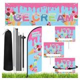 5 Pcs Ice Cream Advertising Feather Flag Kit 7 FT