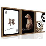 Trendy Cheetah Wall Art Set of 3 Black and White L