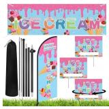 5 Pcs Ice Cream Advertising Feather Flag Kit 7 FT