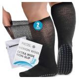 Facool 2 Pairs Merino Wool Diabetic Socks for Men