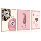 3 Pcs Trendy white and black Preppy Leopard Wall A