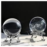 2 Pack Crystal Ball Set, 3D Laser Engraved Solar S