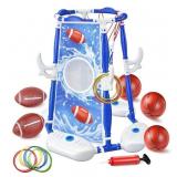 Pool Basketball Hoop, 3-in-1 Floating Basketball H
