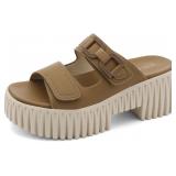 Size 10 UBFEN Womens Chunky Wedge Platform Sandals