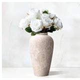 Ceramic Flower Vase Home Decor - 9.2 inch Large Fa