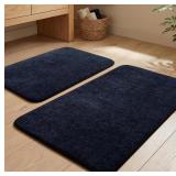 YIHOUSE Bathroom Rug Set 2 Piece, Memory Foam Blue