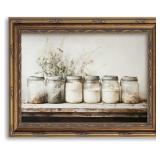 Gold Framed Mason Jar Botanical Wall Art, Farmhous