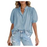 Size Medium Womens Puff Sleeve Button Down Shirts