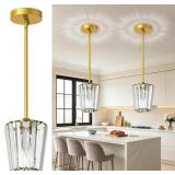 2 Pack Crystal Pendant Lights, Hanging Ceiling Lam