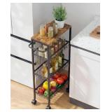 Rolling Utility Cart, 4-Tier Slim Narrow Storage C
